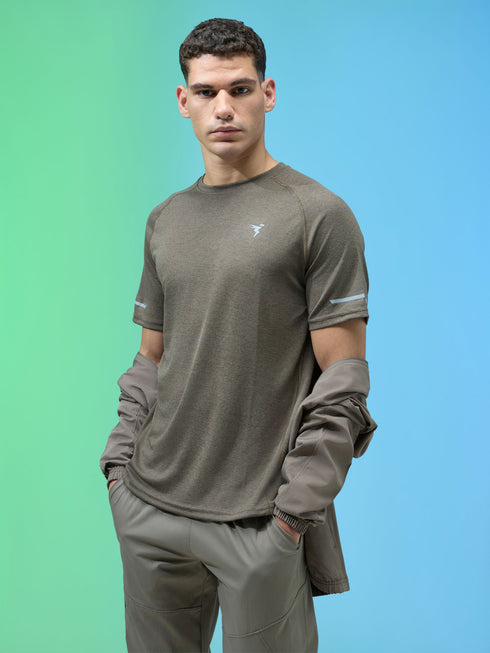 Men Melange Slim Fit Crew Neck T-shirt with MELANGE
