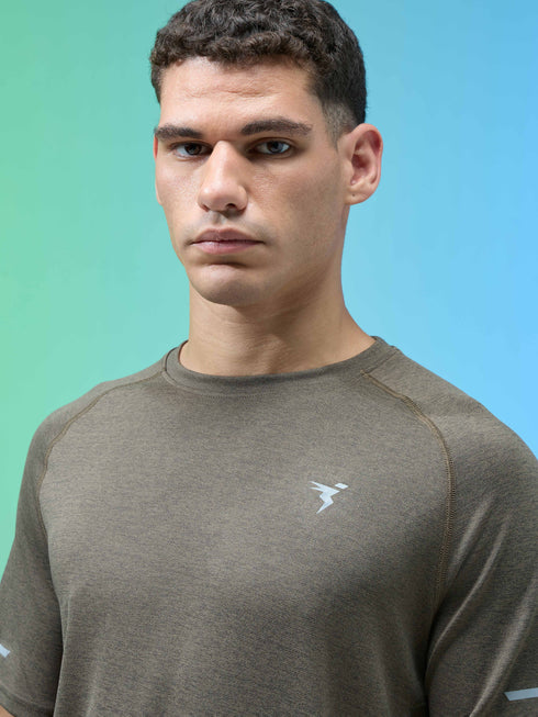 Men Melange Slim Fit Crew Neck T-shirt with MELANGE
