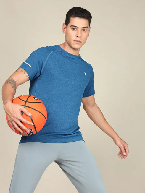 Men Melange Slim Fit Crew Neck T-shirt with MELANGE