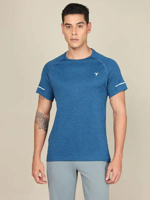 Men Melange Slim Fit Crew Neck T-shirt with MELANGE
