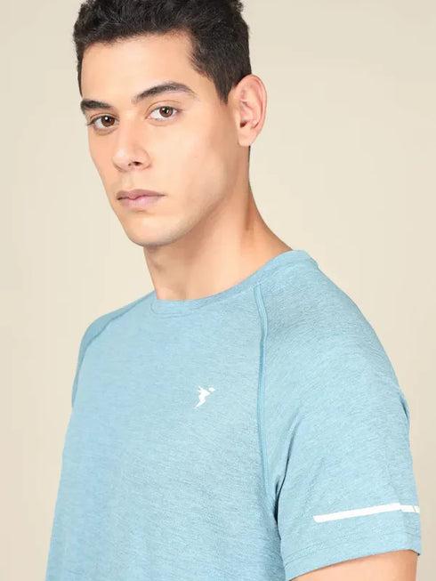 Men Melange Slim Fit Crew Neck T-shirt with MELANGE