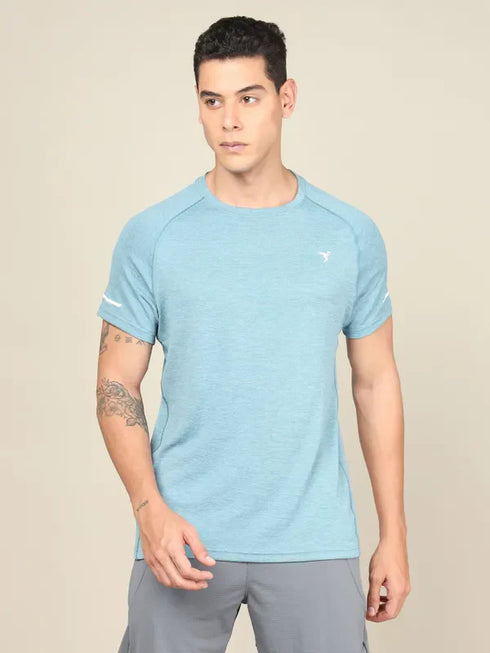 Men Melange Slim Fit Crew Neck T-shirt with MELANGE