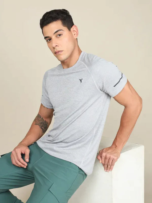 Men Melange Slim Fit Crew Neck T-shirt with MELANGE