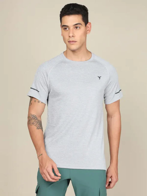 Men Melange Slim Fit Crew Neck T-shirt with MELANGE