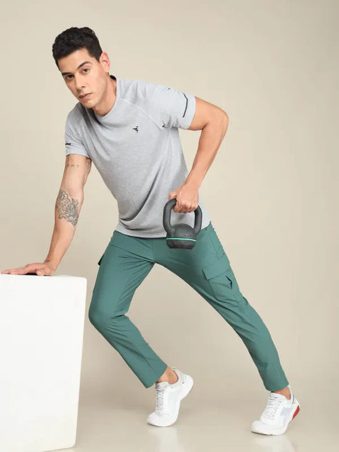 Men Melange Slim Fit Crew Neck T-shirt with MELANGE