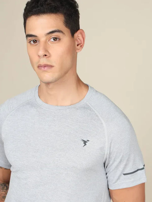 Men Melange Slim Fit Crew Neck T-shirt with MELANGE