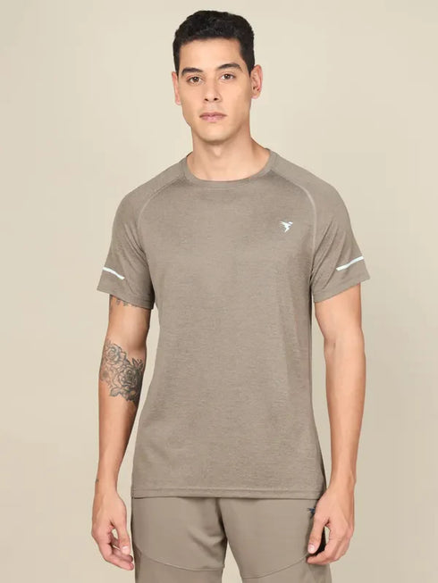 Men Melange Slim Fit Crew Neck T-shirt with MELANGE
