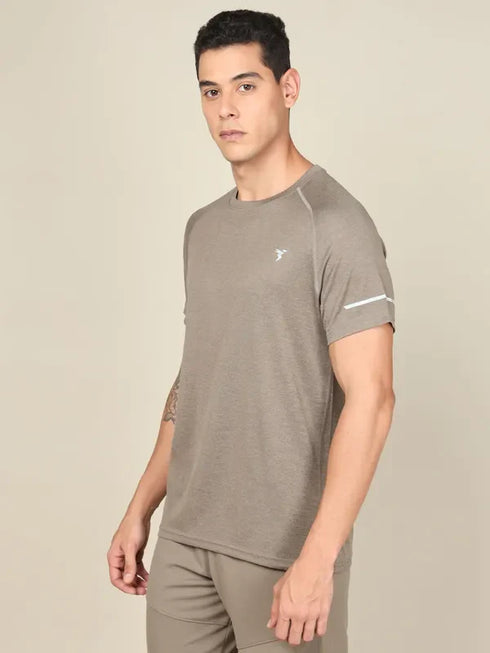 Men Melange Slim Fit Crew Neck T-shirt with MELANGE
