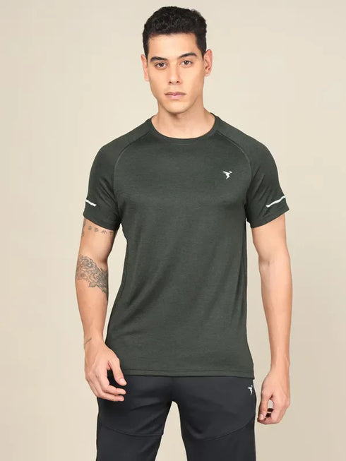 Men Melange Slim Fit Crew Neck T-shirt with MELANGE
