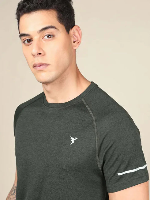 Men Melange Slim Fit Crew Neck T-shirt with MELANGE