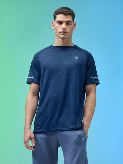 Men Melange Slim Fit Crew Neck T-shirt with MELANGE
