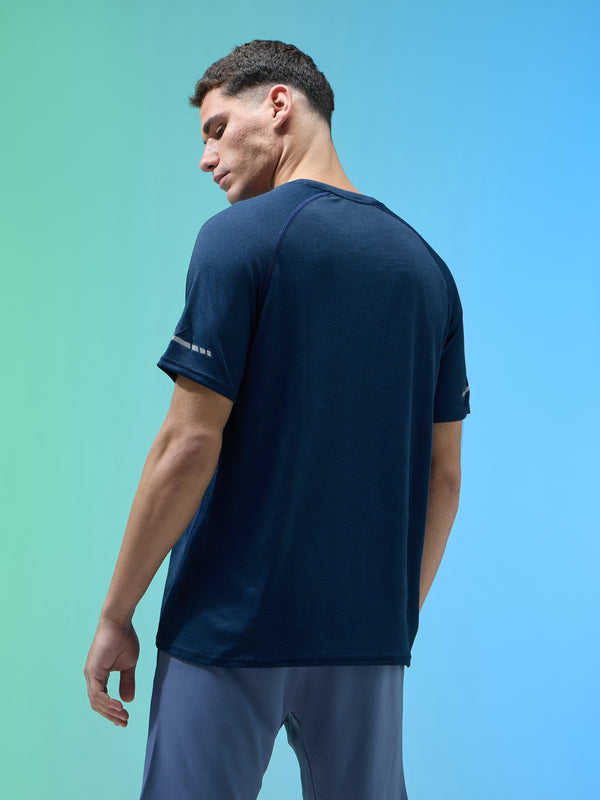 Men Melange Slim Fit Crew Neck T-shirt with MELANGE