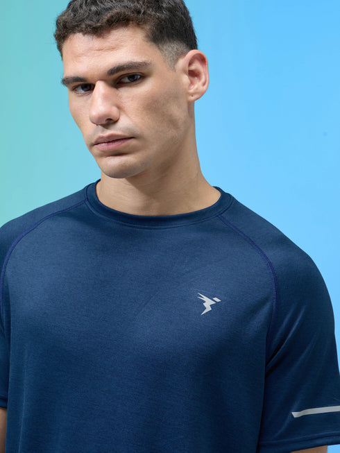 Men Melange Slim Fit Crew Neck T-shirt with MELANGE