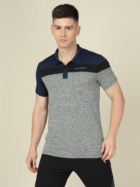 Men Colorblock Slim Fit Polo T-shirt with DOUBLE COOL