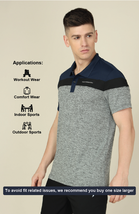 Men Colorblock Slim Fit Polo T-shirt with DOUBLE COOL
