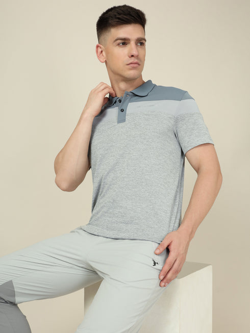 Men Colorblock Slim Fit Polo T-shirt with DOUBLE COOL