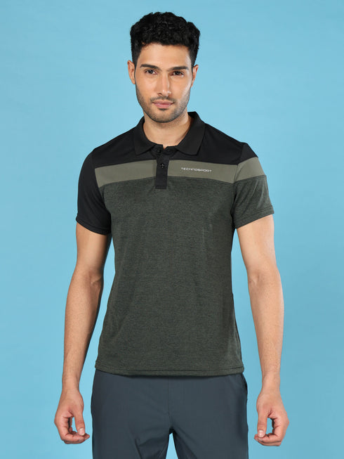 Men Colorblock Slim Fit Polo T-shirt with DOUBLE COOL
