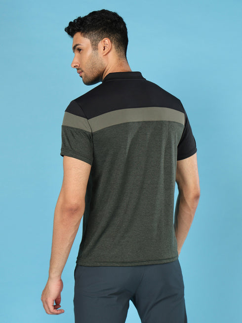 Men Colorblock Slim Fit Polo T-shirt with DOUBLE COOL