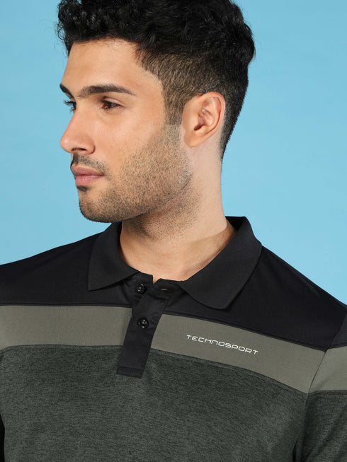 Men Colorblock Slim Fit Polo T-shirt with DOUBLE COOL