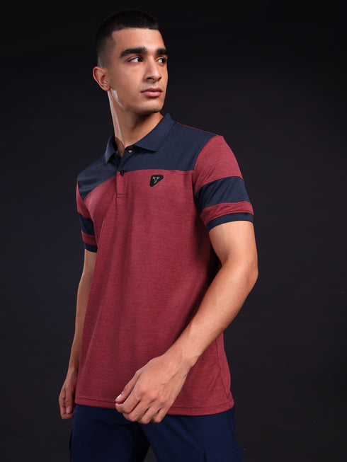 Men Melange Slim Fit Polo T-shirt with DOUBLE COOL