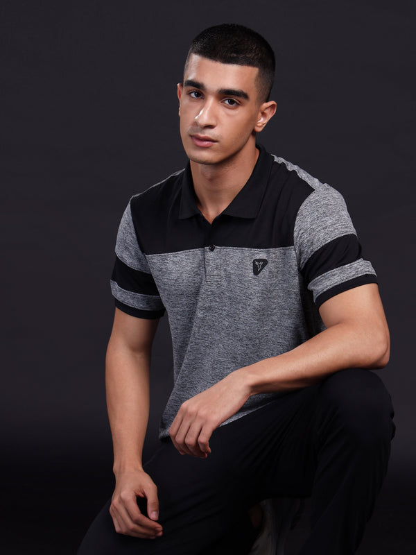 Men Melange Slim Fit Polo T-shirt with DOUBLE COOL