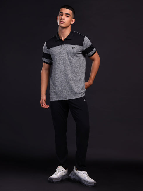 Men Melange Slim Fit Polo T-shirt with DOUBLE COOL