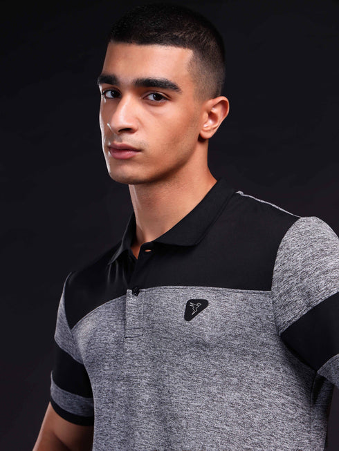Men Melange Slim Fit Polo T-shirt with DOUBLE COOL