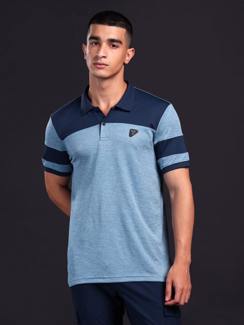 Men Melange Slim Fit Polo T-shirt with DOUBLE COOL