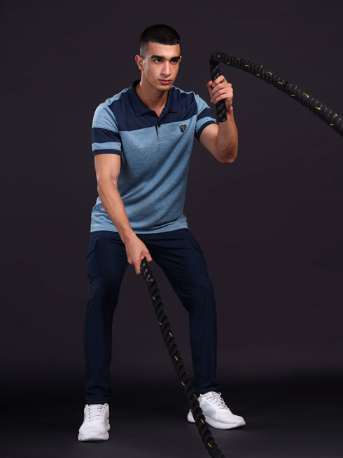 Men Melange Slim Fit Polo T-shirt with DOUBLE COOL