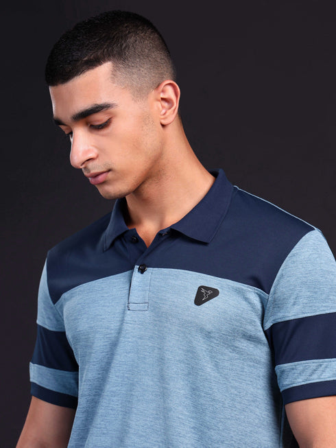 Men Melange Slim Fit Polo T-shirt with DOUBLE COOL