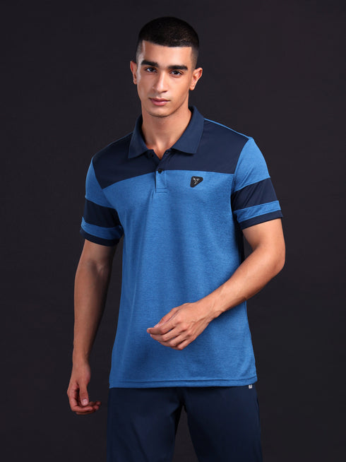Men Melange Slim Fit Polo T-shirt with DOUBLE COOL