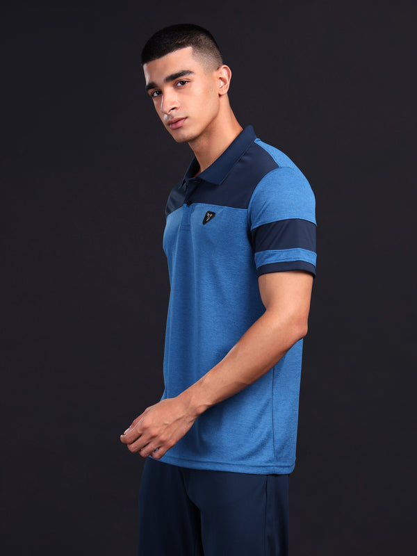 Men Melange Slim Fit Polo T-shirt with DOUBLE COOL