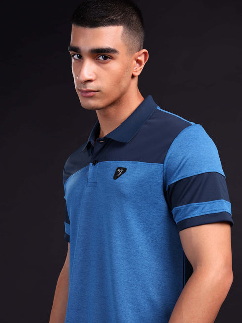 Men Melange Slim Fit Polo T-shirt with DOUBLE COOL