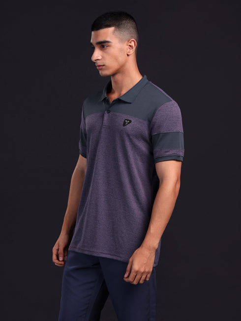 Men Melange Slim Fit Polo T-shirt with DOUBLE COOL