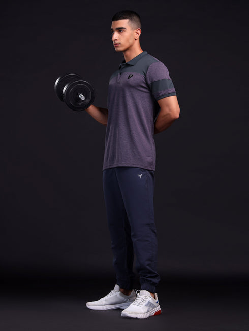 Men Melange Slim Fit Polo T-shirt with DOUBLE COOL