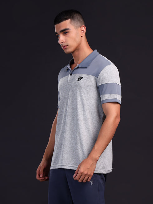 Men Melange Slim Fit Polo T-shirt with DOUBLE COOL