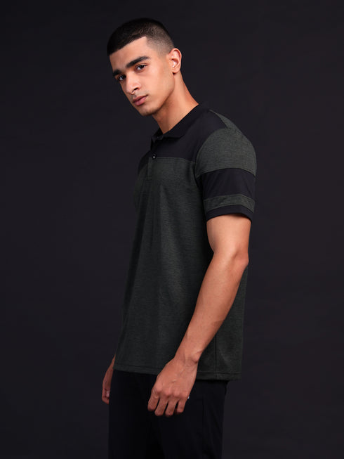 Men Melange Slim Fit Polo T-shirt with DOUBLE COOL