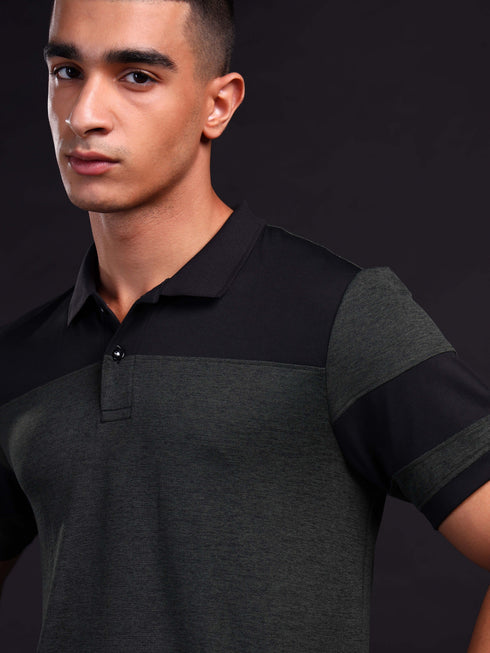 Men Melange Slim Fit Polo T-shirt with DOUBLE COOL