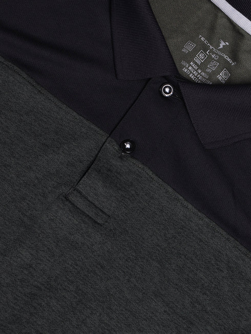 Men Melange Slim Fit Polo T-shirt with DOUBLE COOL