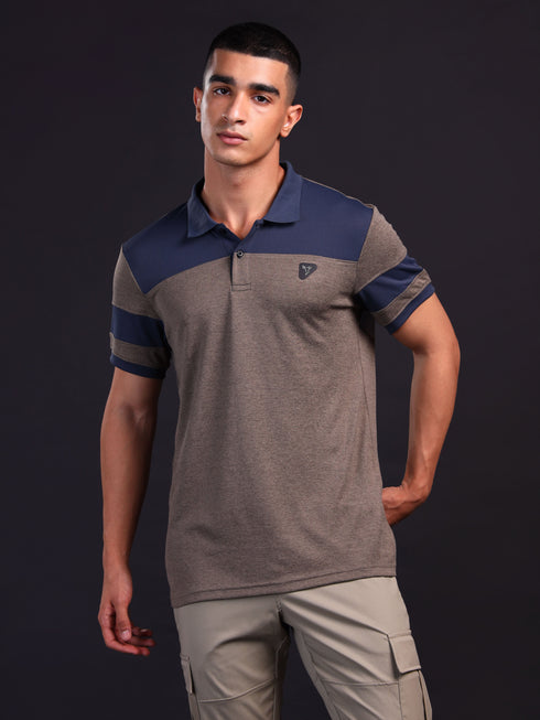 Men Melange Slim Fit Polo T-shirt with DOUBLE COOL