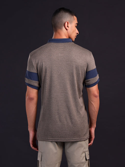 Men Melange Slim Fit Polo T-shirt with DOUBLE COOL