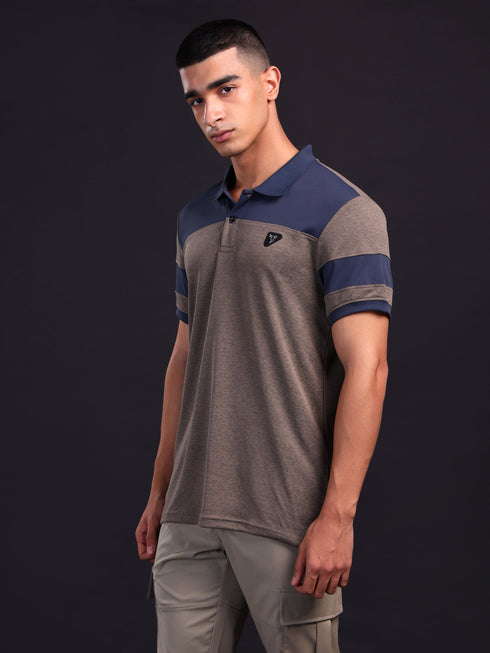Men Melange Slim Fit Polo T-shirt with DOUBLE COOL