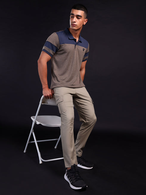 Men Melange Slim Fit Polo T-shirt with DOUBLE COOL