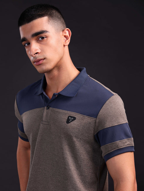 Men Melange Slim Fit Polo T-shirt with DOUBLE COOL