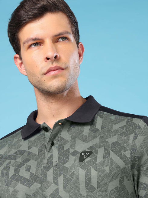 Men Slim Polo Neck T-shirt with DOUBLECOOL