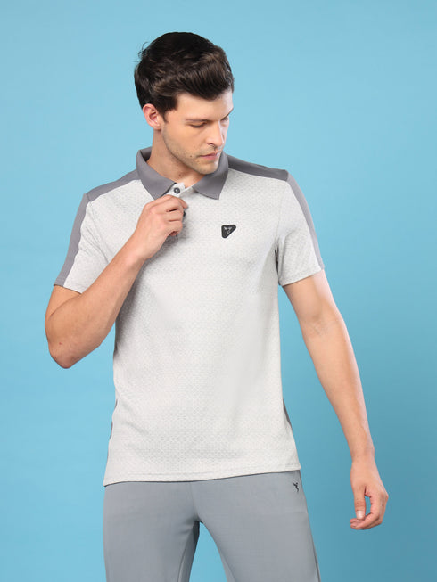 Men Slim Polo Neck T-shirt with DOUBLECOOL