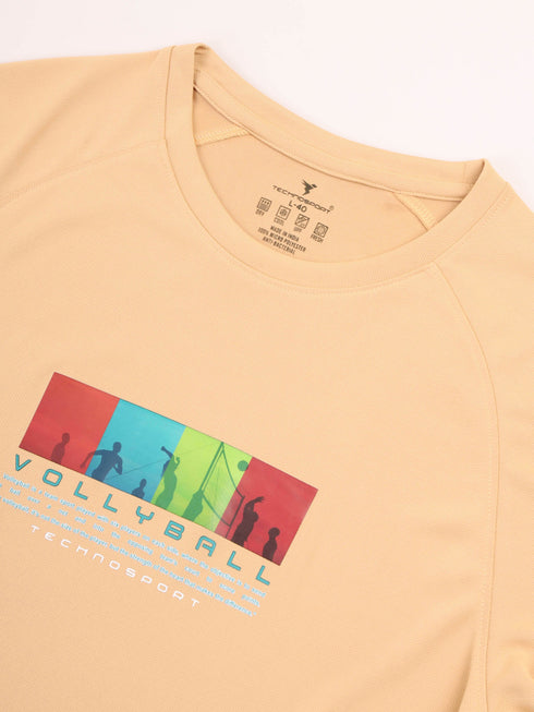 Men Graphic Printed Slim Fit Crew Neck T-shirt with TECHNO COOL+
