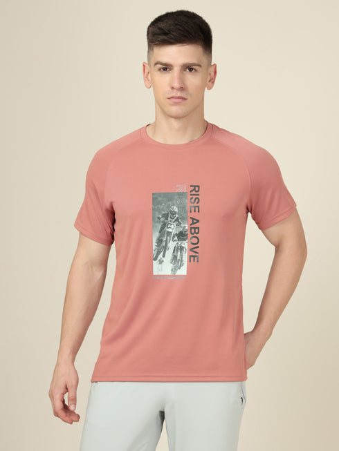 Men Graphic Printed Slim Fit Crew Neck T-shirt with TECHNO COOL+