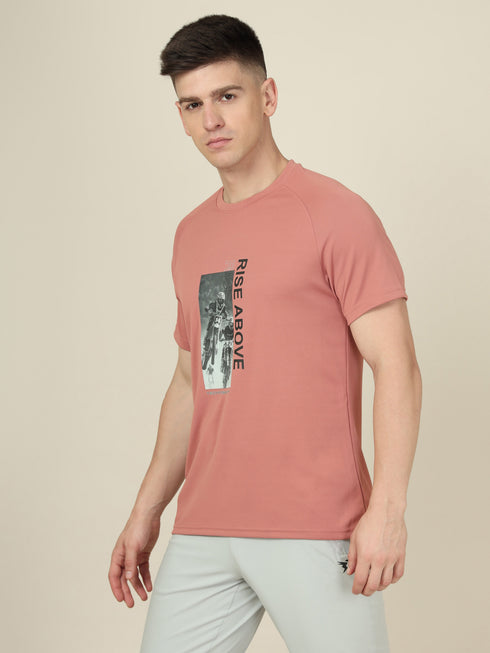Men Graphic Printed Slim Fit Crew Neck T-shirt with TECHNO COOL+