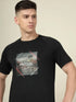 Men Graphic Printed Slim Fit Crew Neck T-shirt with TECHNO COOL+